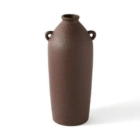 Tall Bottle Vase with Handles - Brown, Stoneware