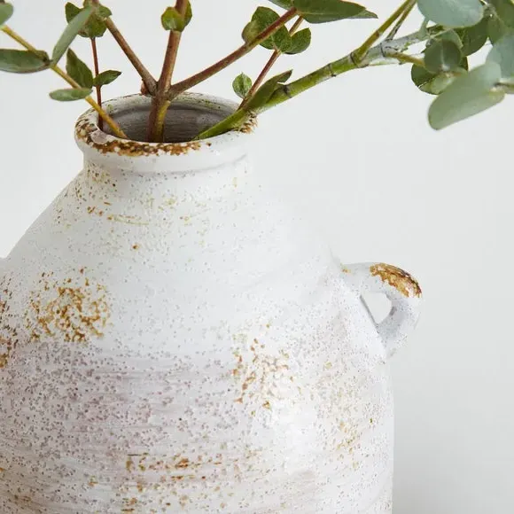 Tall Bottle Vase with Handles - Grey, Stoneware
