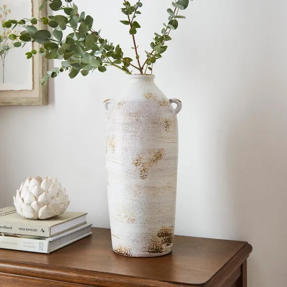 Tall Bottle Vase with Handles - Grey, Stoneware