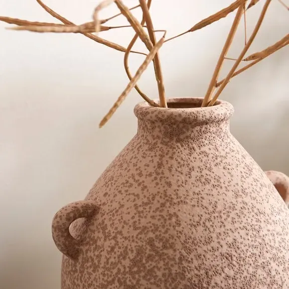 Tall Bottle Vase with Handles - Pebble, Stoneware