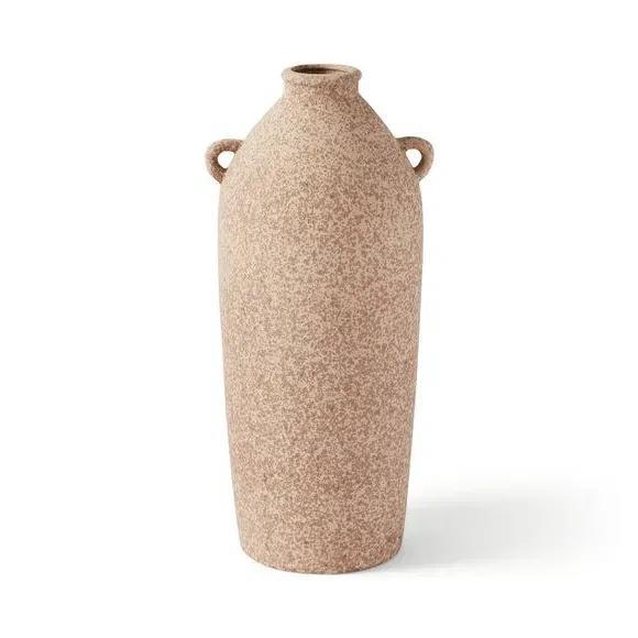Tall Bottle Vase with Handles - Pebble, Stoneware