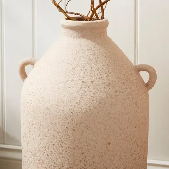 Tall Bottle Vase with Handles - Pebble, Stoneware