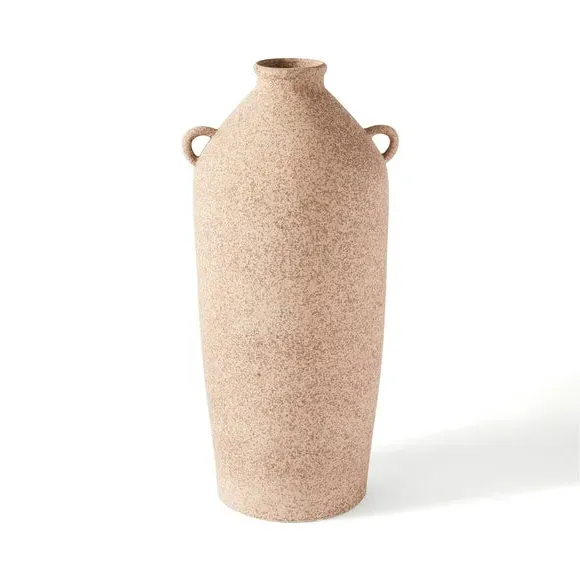 Tall Bottle Vase with Handles - Pebble, Stoneware