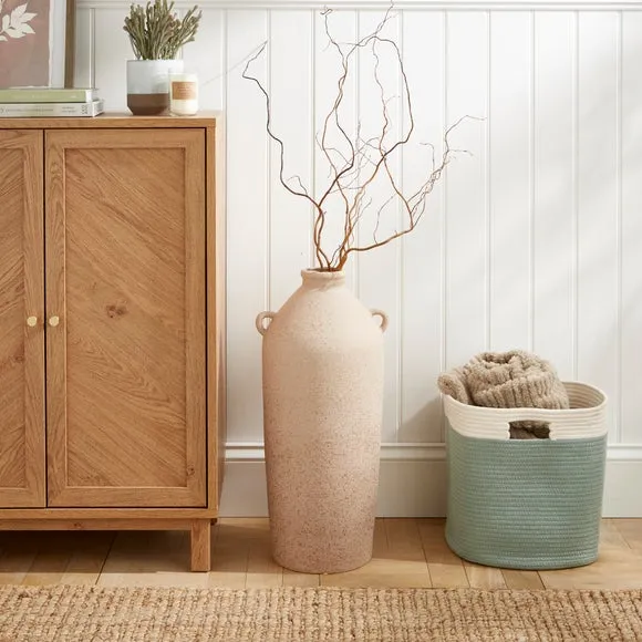 Tall Bottle Vase with Handles - Pebble, Stoneware