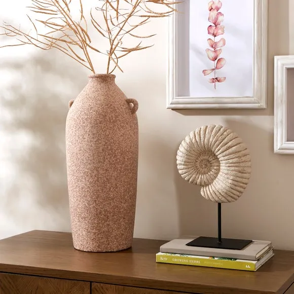 Tall Bottle Vase with Handles - Pebble, Stoneware
