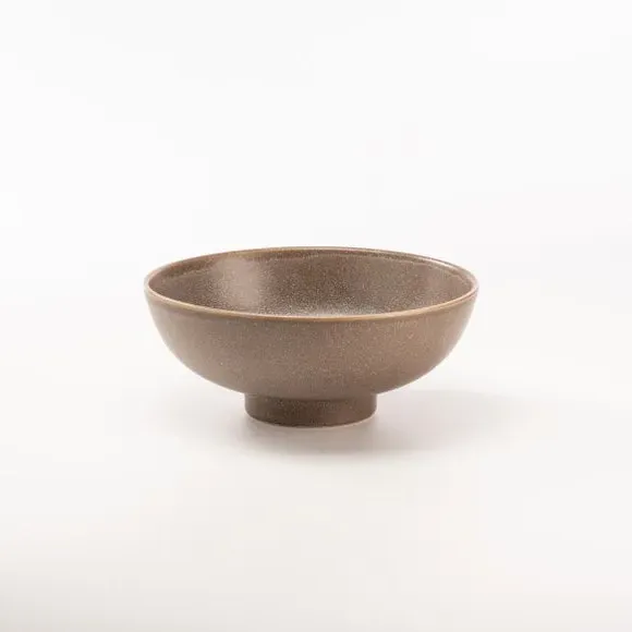 Tall Bowl with Footed Base - Brown, Stoneware