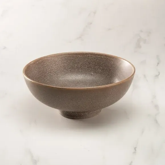 Tall Bowl with Footed Base - Brown, Stoneware image