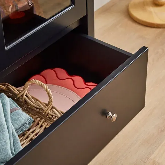 Tall Cabinet with Soft Close Drawers - Black