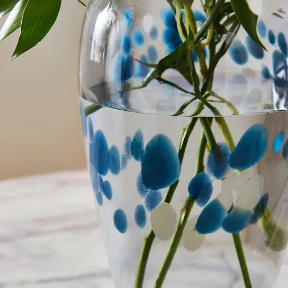 Tall Glass Vase Galaxy Pattern - Blue, Glass