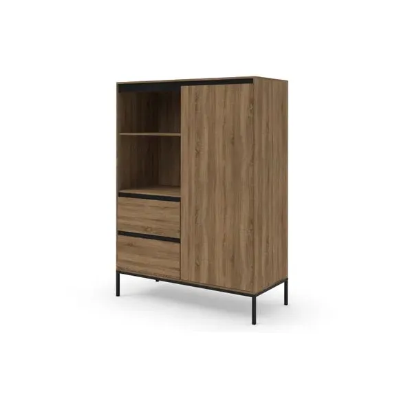 Tall Highboard with Drawers - Oak Effect, Wood