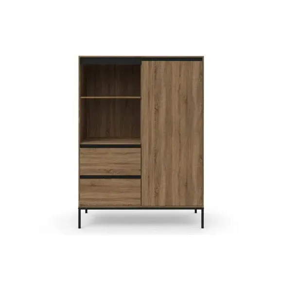 Tall Highboard with Drawers - Oak Effect, Wood