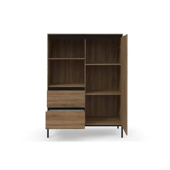 Tall Highboard with Drawers - Oak Effect, Wood