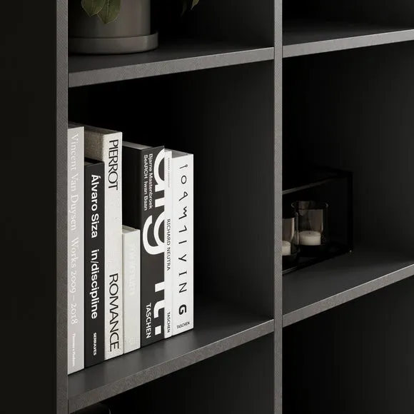 Tall Open Sideboard with 15 Cubes - Black