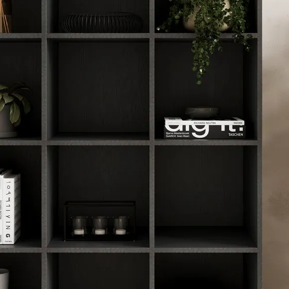 Tall Open Sideboard with 15 Cubes - Black