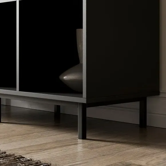 Tall Open Sideboard with 15 Cubes - Black