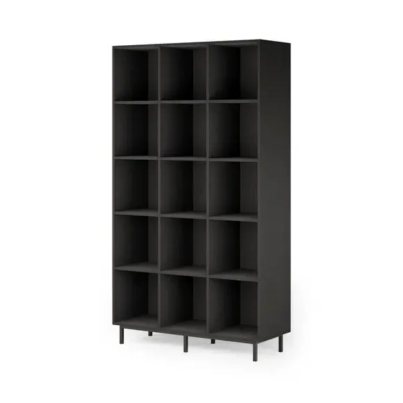 Tall Open Sideboard with 15 Cubes - Black