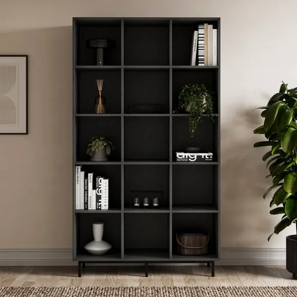 Tall Open Sideboard with 15 Cubes - Black image