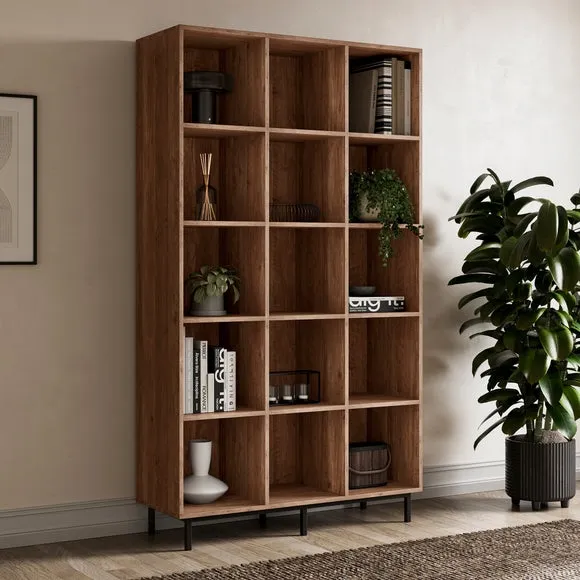 Tall Open Sideboard with 15 Cubes - Pine