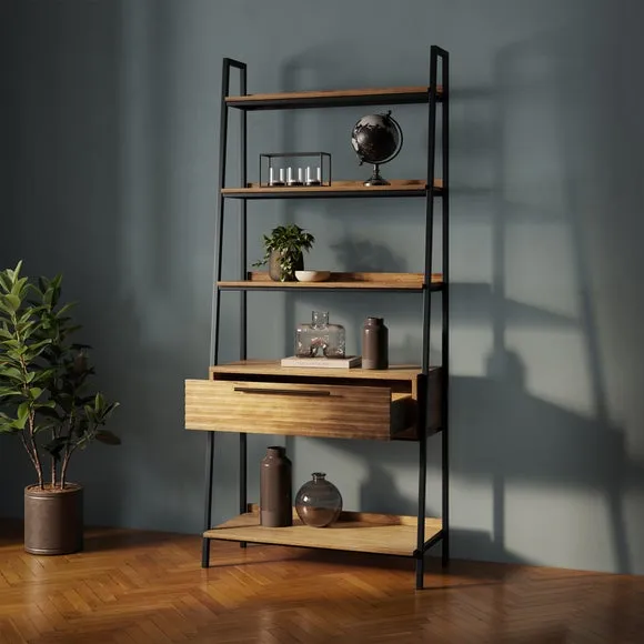 Tall Shelving Unit with Drawer - Wood, Metal