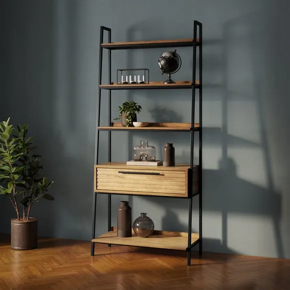 Tall Shelving Unit with Drawer - Wood, Metal