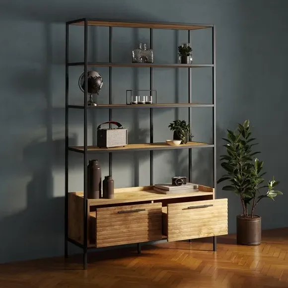Tall Shelving Unit with Drawers - Wood