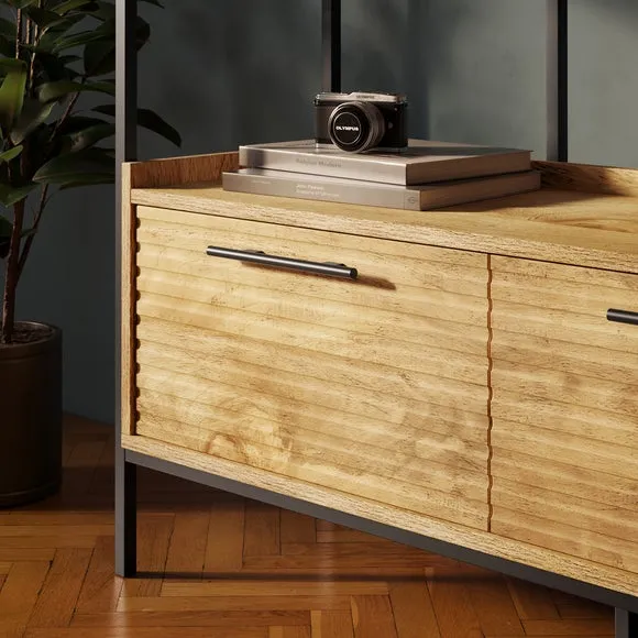Tall Shelving Unit with Drawers - Wood