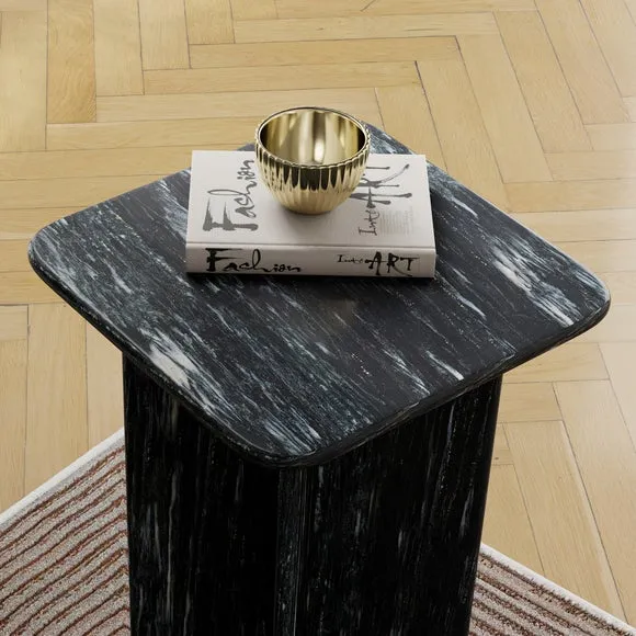 Tall Side Table - Black, Marble