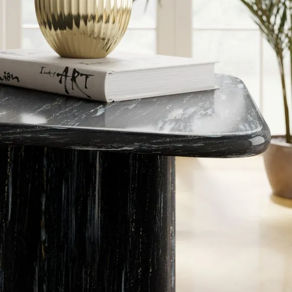 Tall Side Table - Black, Marble