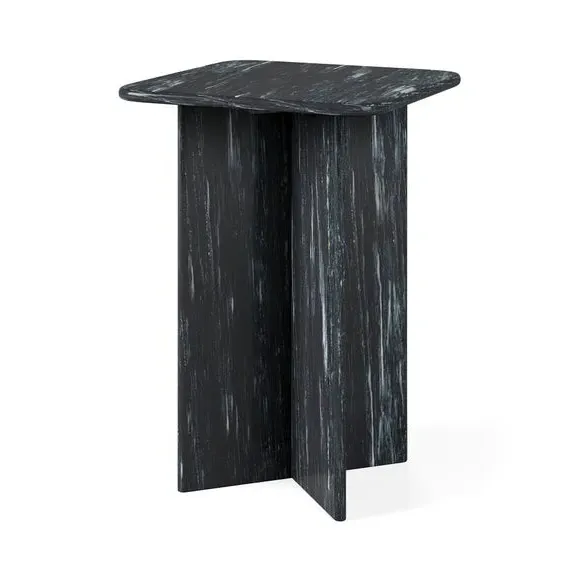 Tall Side Table - Black, Marble