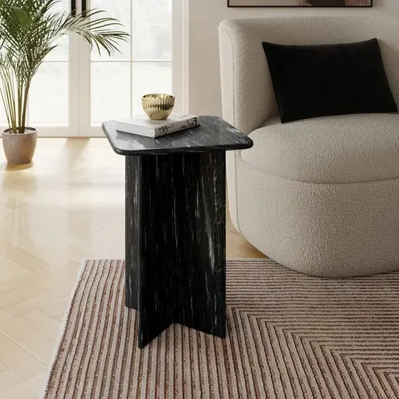 Tall Side Table - Black, Marble image