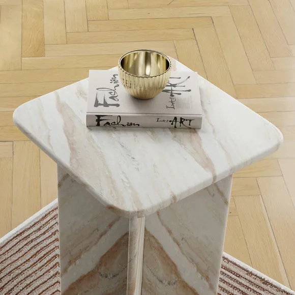 Tall Side Table - Natural, Marble