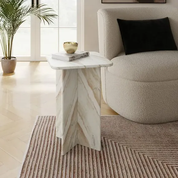 Tall Side Table - Natural, Marble
