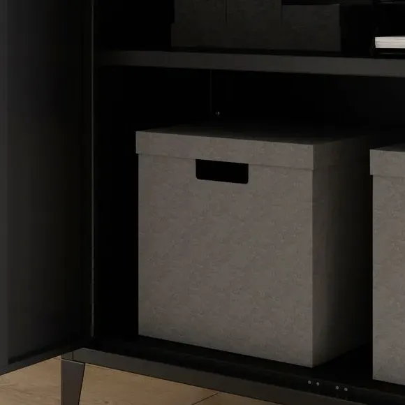 Tall Sideboard Locker Style - Black, Metal