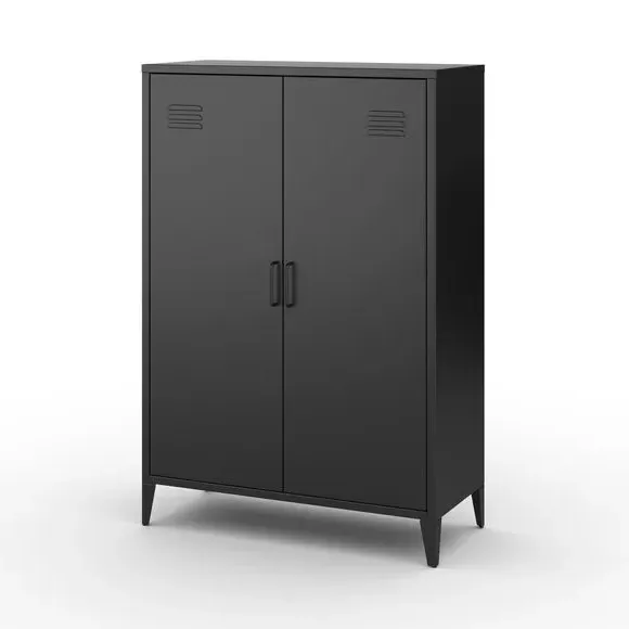 Tall Sideboard Locker Style - Black, Metal