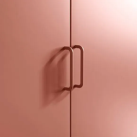 Tall Sideboard Locker Style - Terracotta, Metal