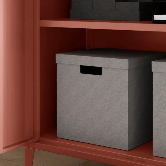 Tall Sideboard Locker Style - Terracotta, Metal