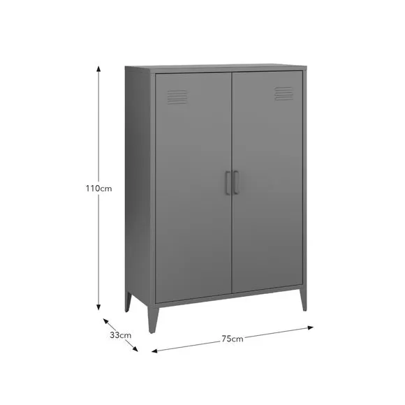 Tall Sideboard Locker Style - Terracotta, Metal