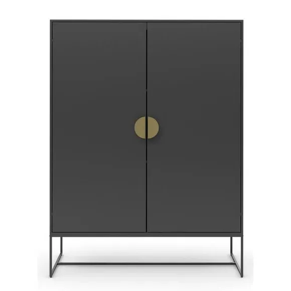 Tall Sideboard with High-Gloss Finish - Grey