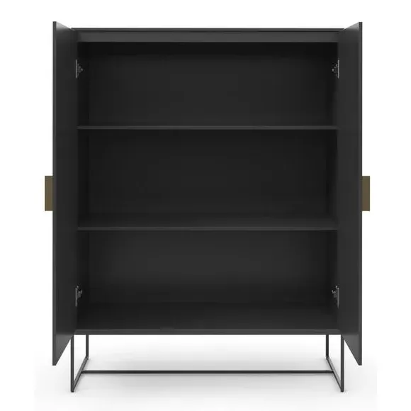 Tall Sideboard with High-Gloss Finish - Grey