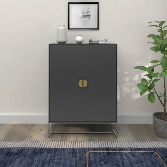 Tall Sideboard with High-Gloss Finish - Grey image