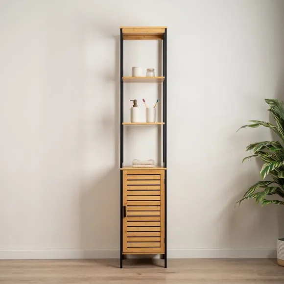 Tall Storage Unit - Black, Bamboo