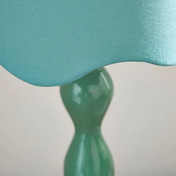 Tall Table Lamp with Scalloped Shade - Green
