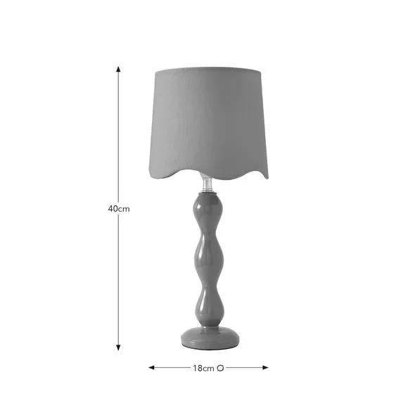 Tall Table Lamp with Scalloped Shade - Green