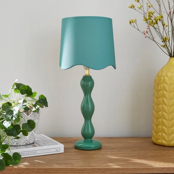 Tall Table Lamp with Scalloped Shade - Green image