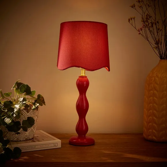 Tall Table Lamp with Scalloped Shade - Rhubarb