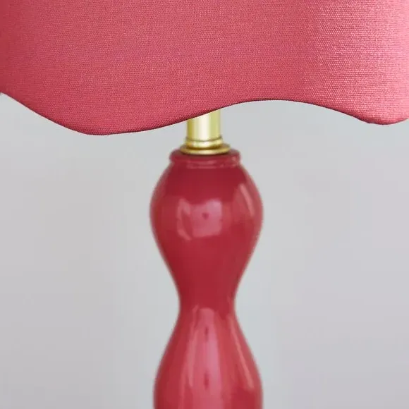 Tall Table Lamp with Scalloped Shade - Rhubarb