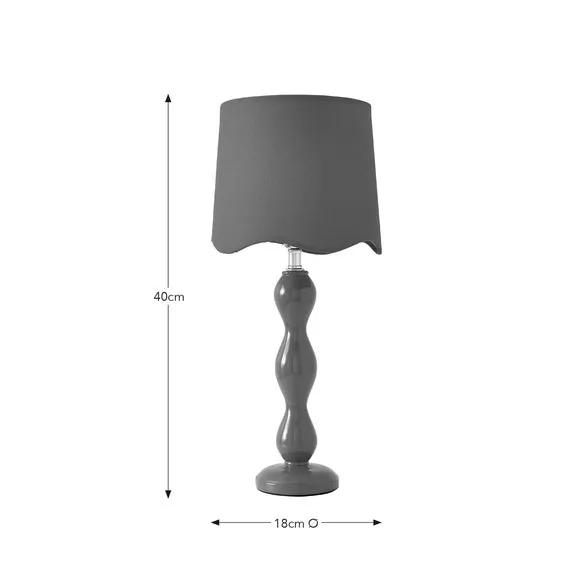 Tall Table Lamp with Scalloped Shade - Rhubarb