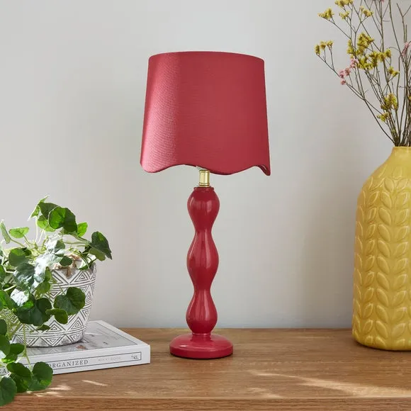 Tall Table Lamp with Scalloped Shade - Rhubarb