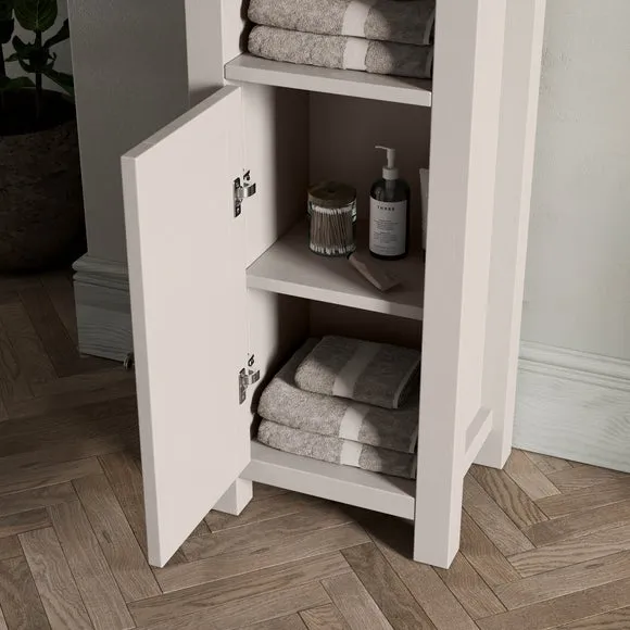 Tallboy Storage Unit - Stone, Oak Effect