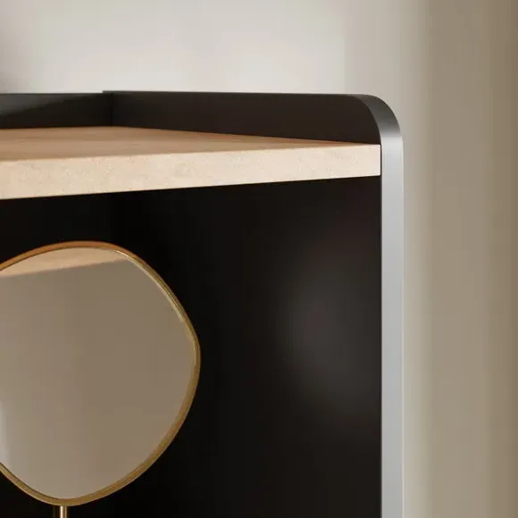 Tallboy Storage Unit with Shelves - Black